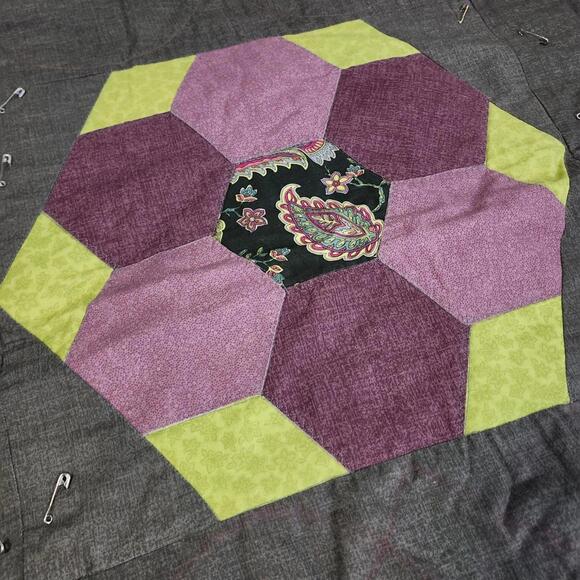 Handmade Quilt Unique Patchwork Design Colorful Bedding To Be Finished - Picture 5 of 11